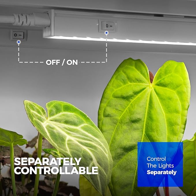 Barrina T5 1ft LED Grow Light, a 20W full-spectrum 5000K plant lamp with 96 LEDs
