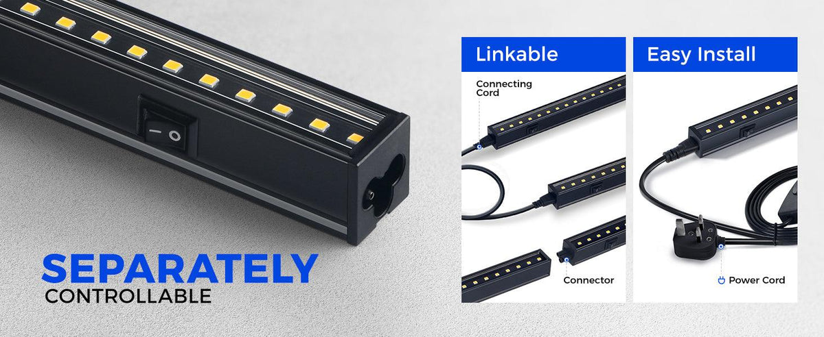 Barrina T5 Magnetic LED Grow Light 5000K, a set of four linkable full-spectrum LED strip bars