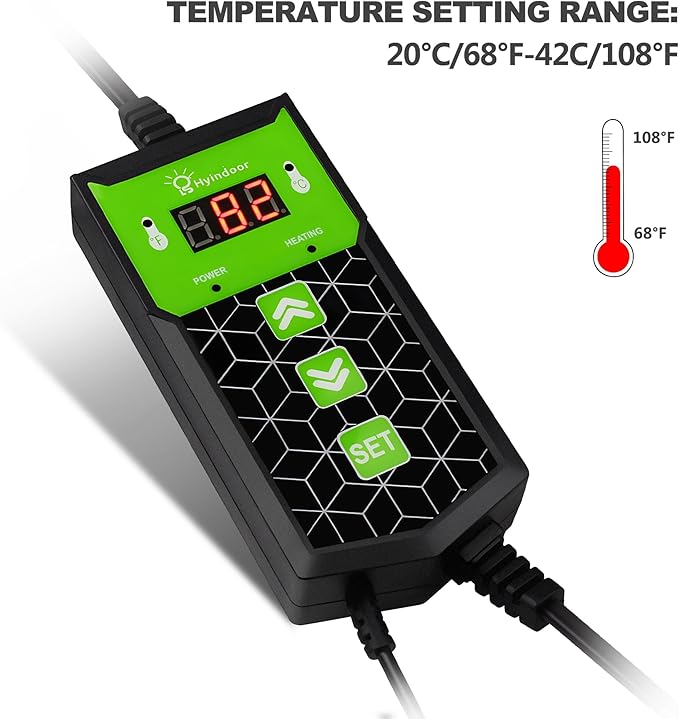 Heat Mat Pad, a waterproof 18 watt seedling propagation heater sized for 1020 trays