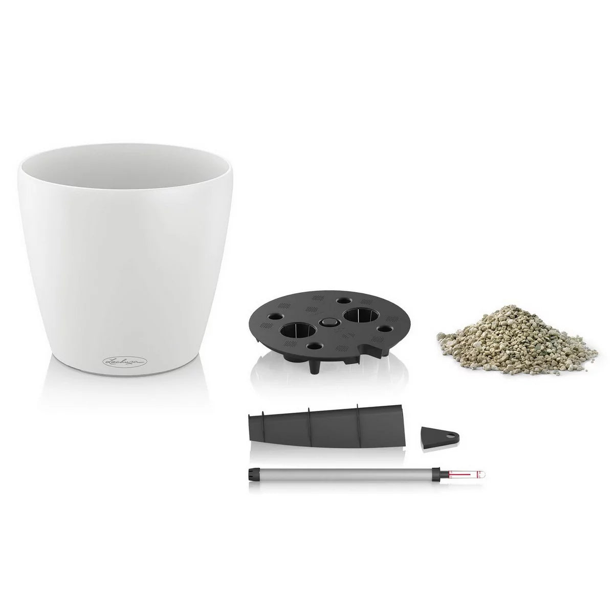 Lechuza Classico Color 12, a 0.9L self-watering planter with a water level indicator