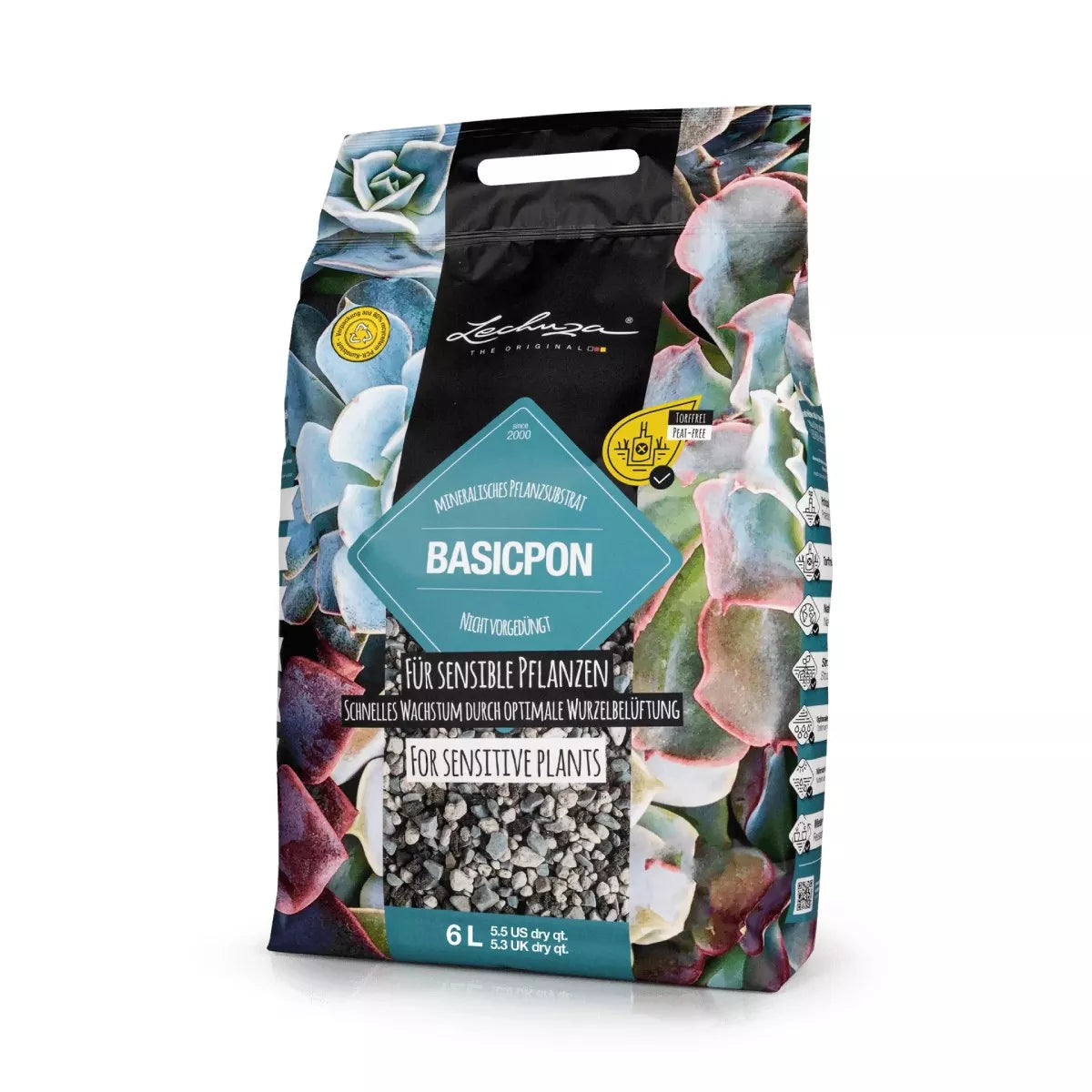 Lechuza BasicPon, a mineral potting mix of zeolite, pumice and lava granules