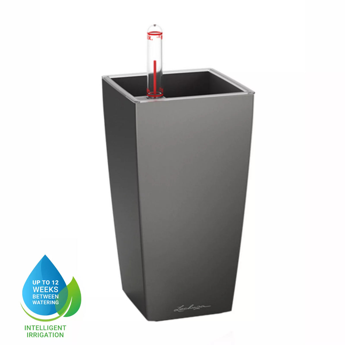 LECHUZA Mini Cubi, a compact self-watering planter with water level indicator and 0.8L reservoir